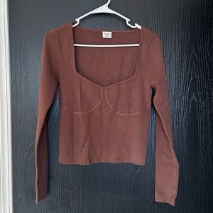Abercrombie & Fitch Chocolate Brown Corset Slim Sweater Size Medium